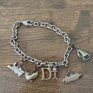 Gold-Tone Charm Bracelet with 'Di' Initial and Nautical Charms